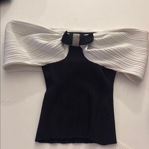 Elegant Black and White Off-Shoulder Top